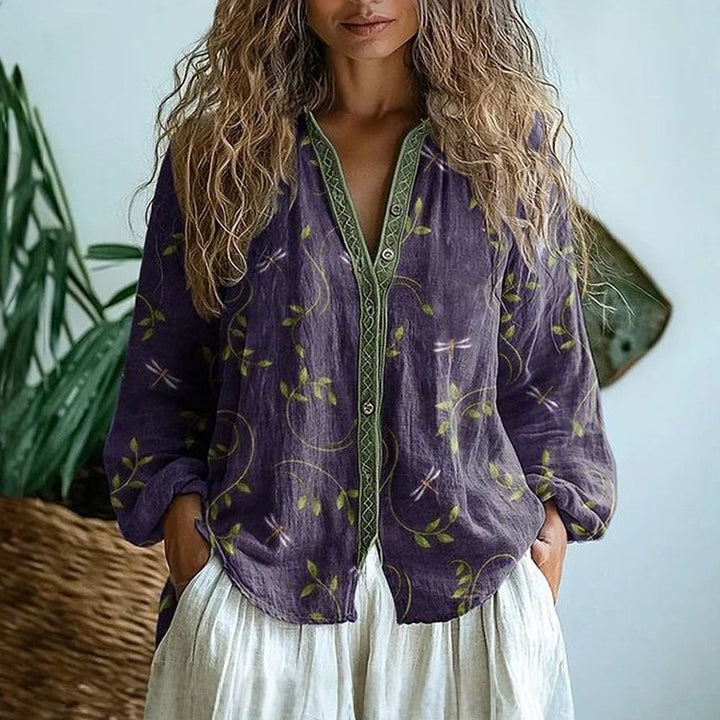 BRIANNA | Elegant Vintage Floral Print Shirt