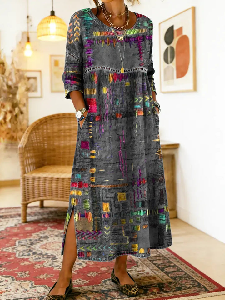AYLINA | Women’s Ethnic Patchwork Print Dress