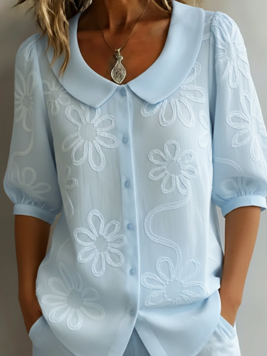 AURELIE™ — Lightweight Floral Blouse with a natural elegance