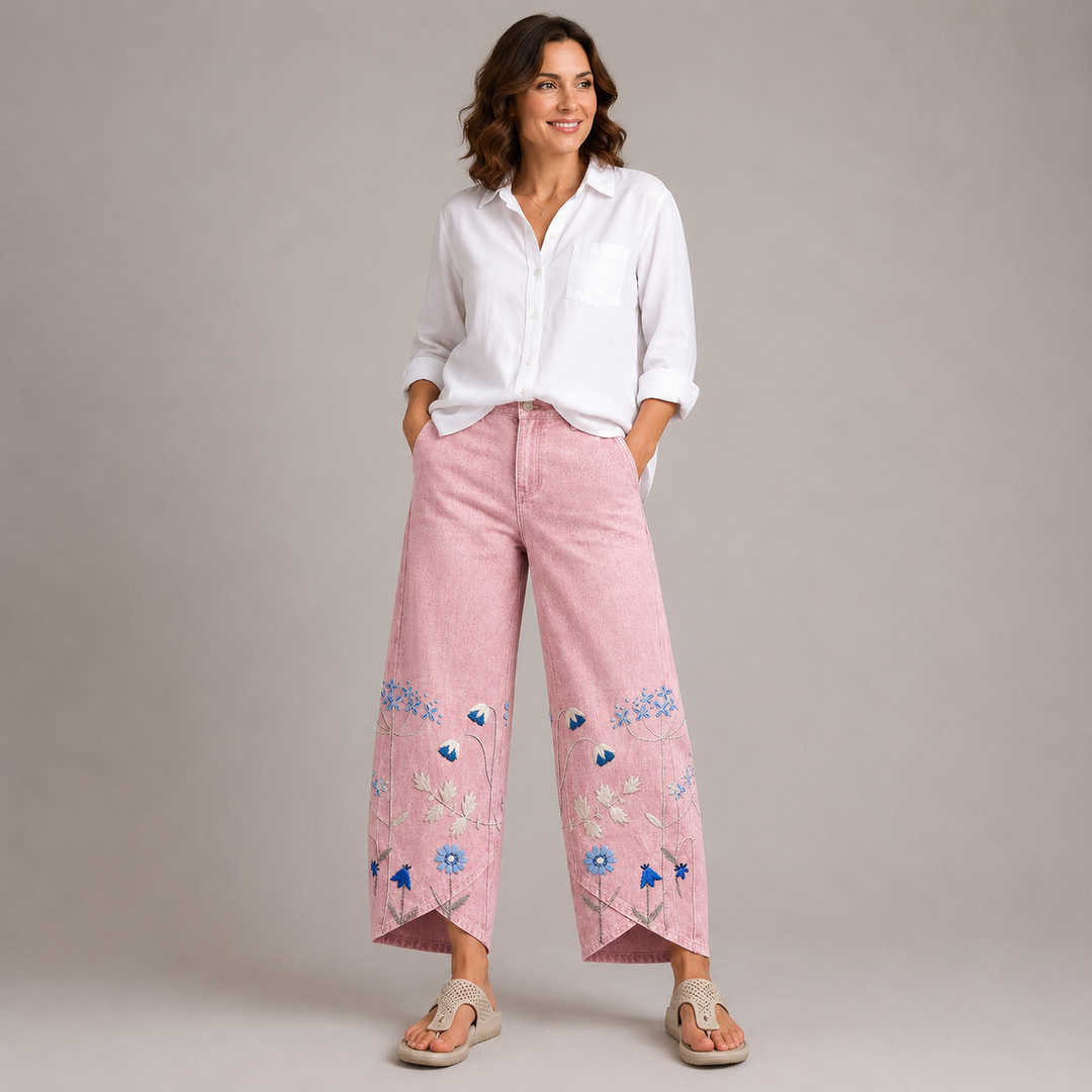 ELODIE | Boho Floral Print Trousers