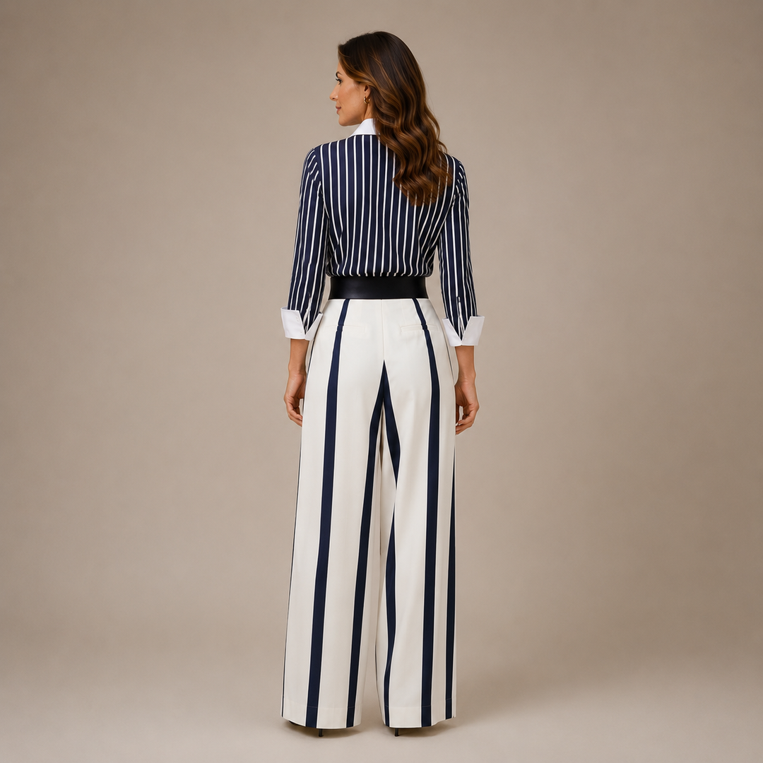 CELINE | Striped Wide Leg Trouser Set