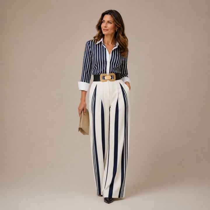 CELINE | Striped Wide Leg Trouser Set