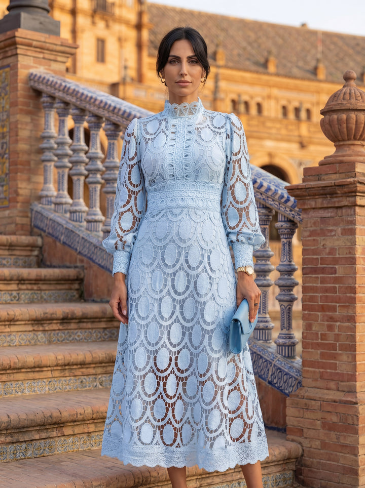 CLAIRE | Elegant Lace Maxi Dress with Long Sleeves