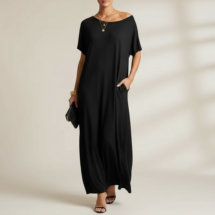 LARISA | Women’s Loose Summer Maxi Dress with Short Sleeves